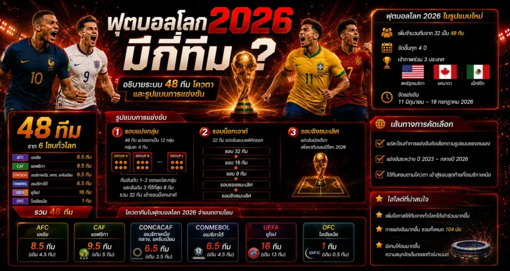 ฟุตบอลโลก 2026 มีกี่ทีม อธิบายระบบ 48 ทีม