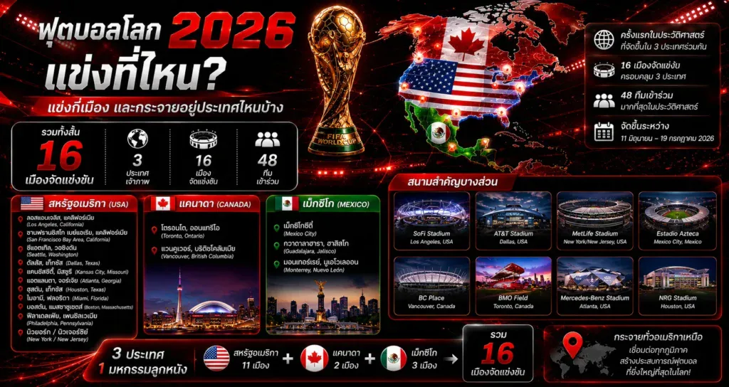 ฟุตบอลโลก 2026 แข่งกี่เมือง