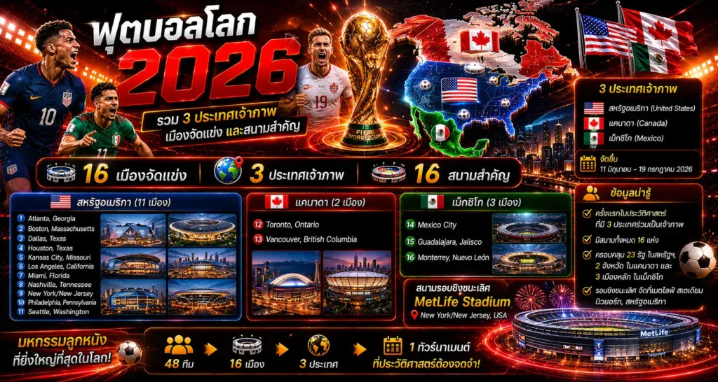 ฟุตบอลโลก 2026 แข่งที่ไหน